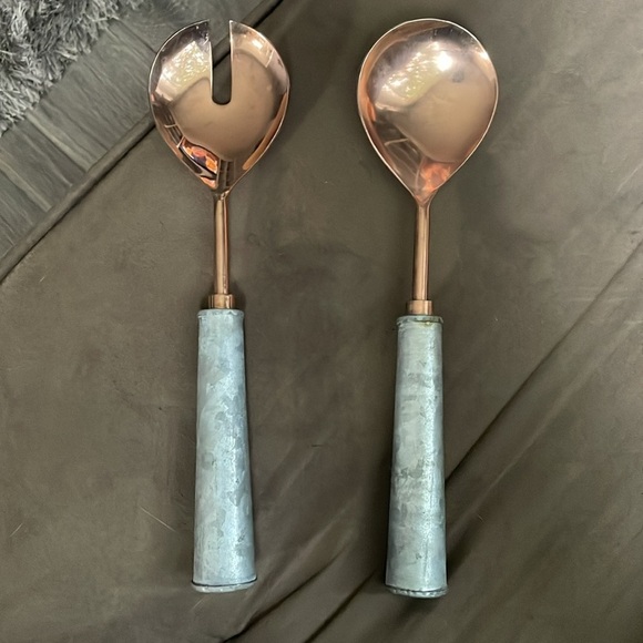 Galvanized and copper serving set - Picture 2 of 8